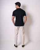 CAMISETA PIMA - GOLA CRUZADA DUPLA - PRETO