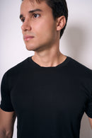 CAMISETA PIMA - GOLA RETA - PRETO